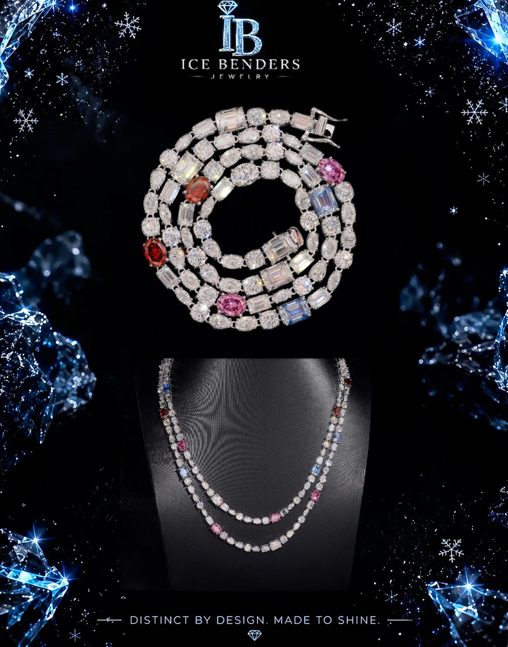 Mix Fancy Cut Moissanite Tennis Chain Necklace
