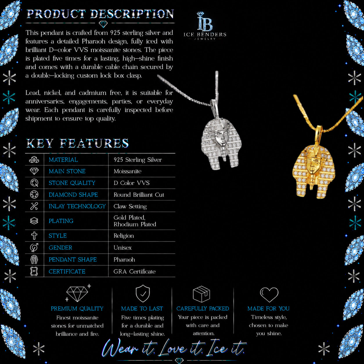 Mini Pharaoh Moissanite Pendant