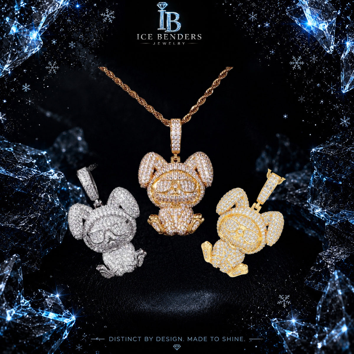 Iced Out Rabbit Moissanite Pendant