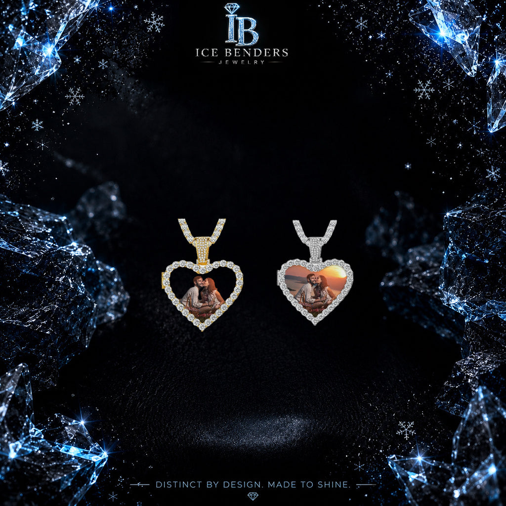 Heart Shape Moissanite Photo Pendant