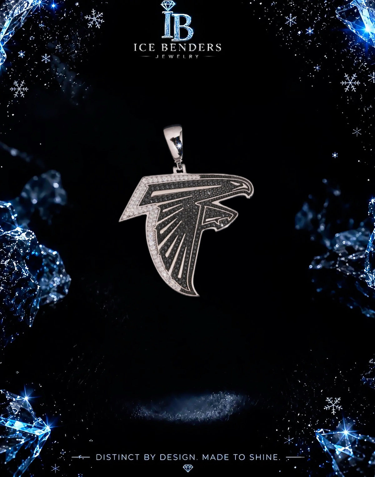 Black White Moissanite Iced Out ATL Falcon Pendant