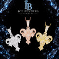 Iced Out Cross and Goat Head Moissanite Pendant