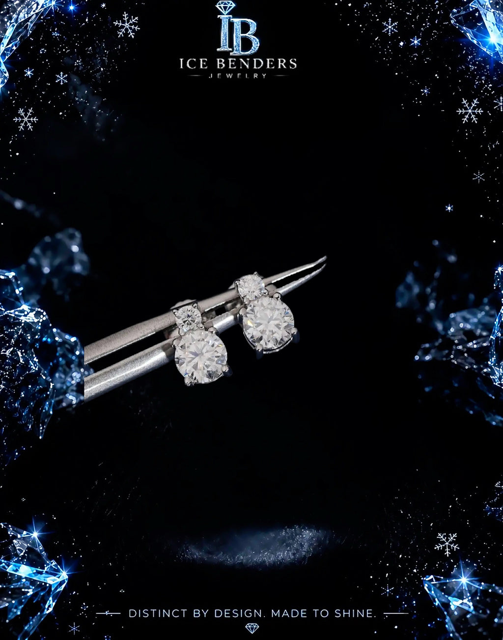 Moissanite Round Double Halo Iced Out Stud Earrings