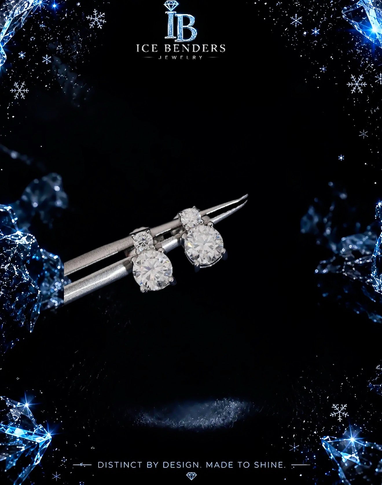 Moissanite Round Double Halo Iced Out Stud Earrings