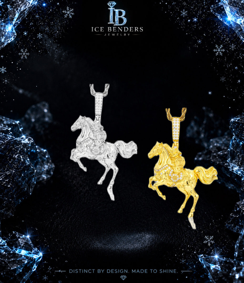 Iced Out Horse Moissanite Pendant