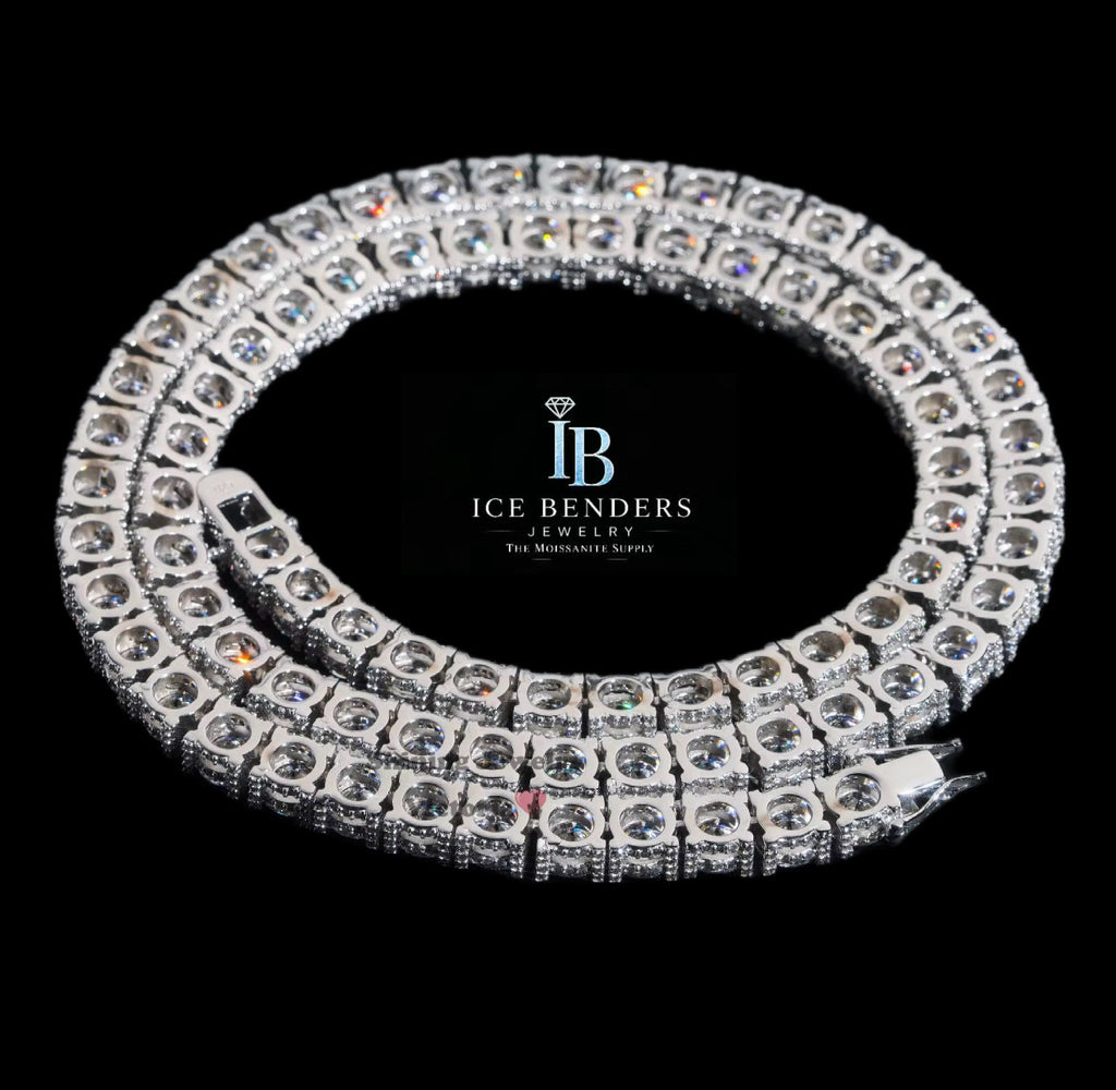 Side Iced 5mm/6.5mm Moissanite Tennis Chain Necklace