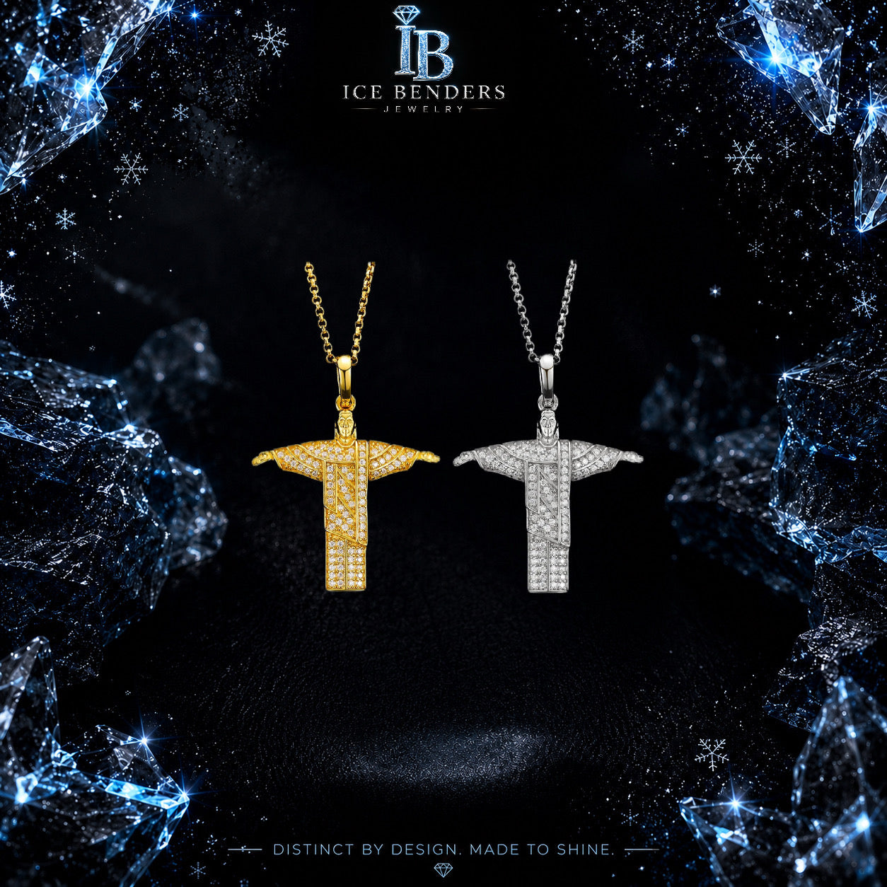 Iced Out Christ The Redeemer Moissanite Pendant