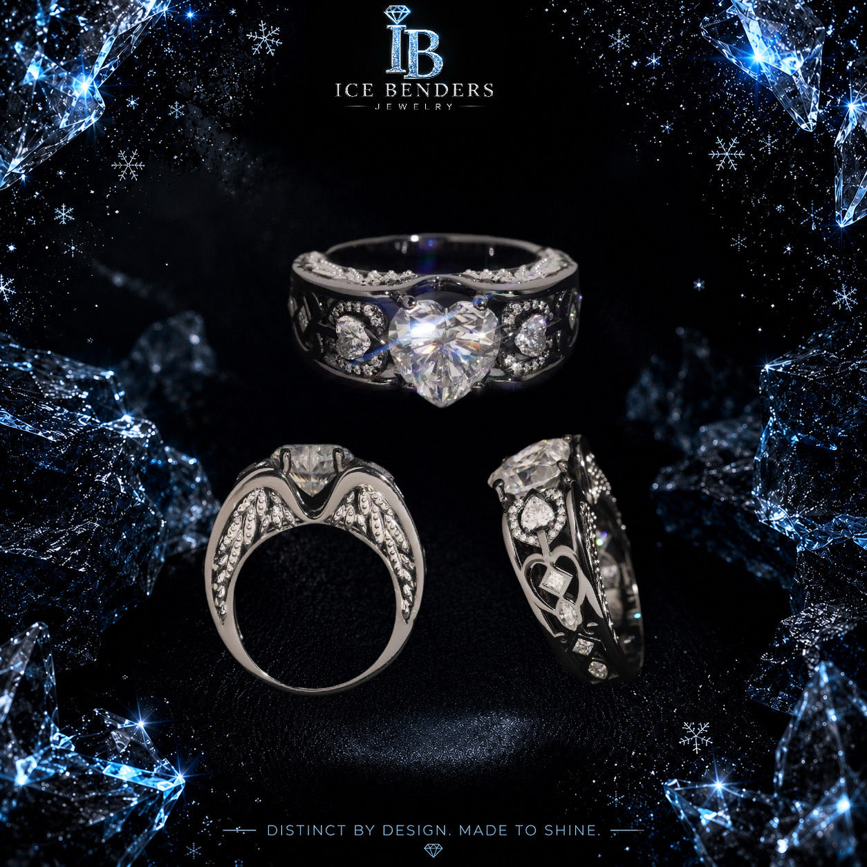 Black Rhodium Heart Cut Moissanite Eternity (Made Upon Order)