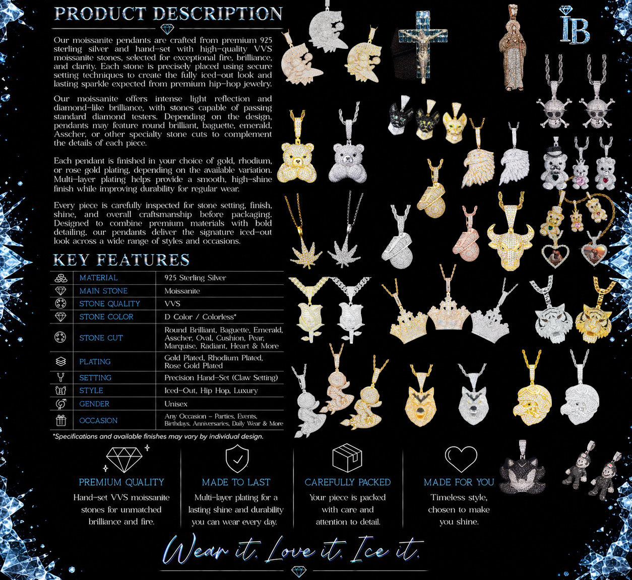 Iced Out Taiji Moissanite Cross Pendant