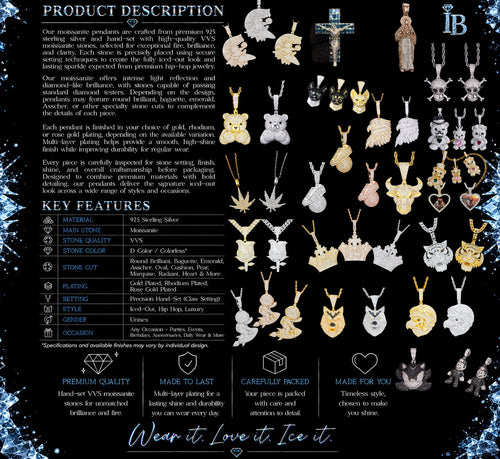 2 Tone Broken Heart Thorn Iced Out Moissanite Pendant
