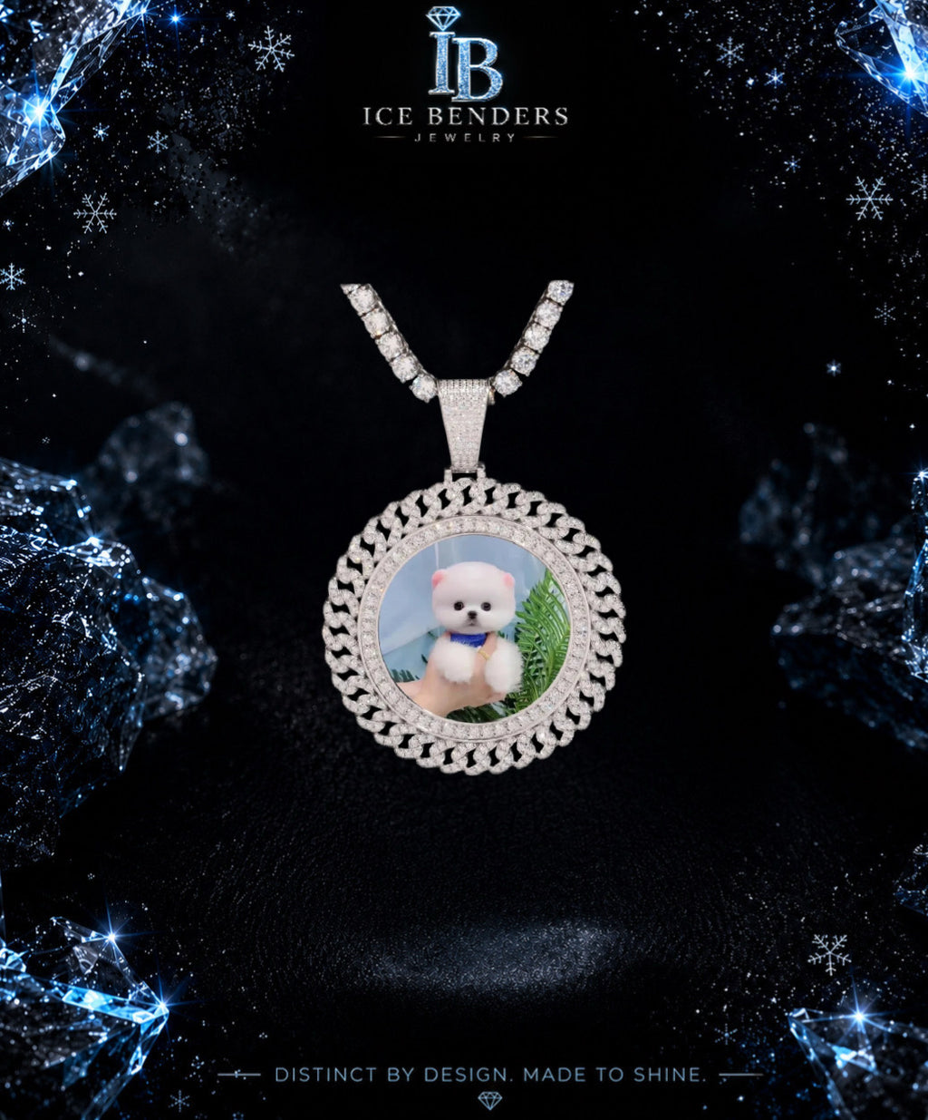 Iced Out Chain Link Memory Photo Pendant
