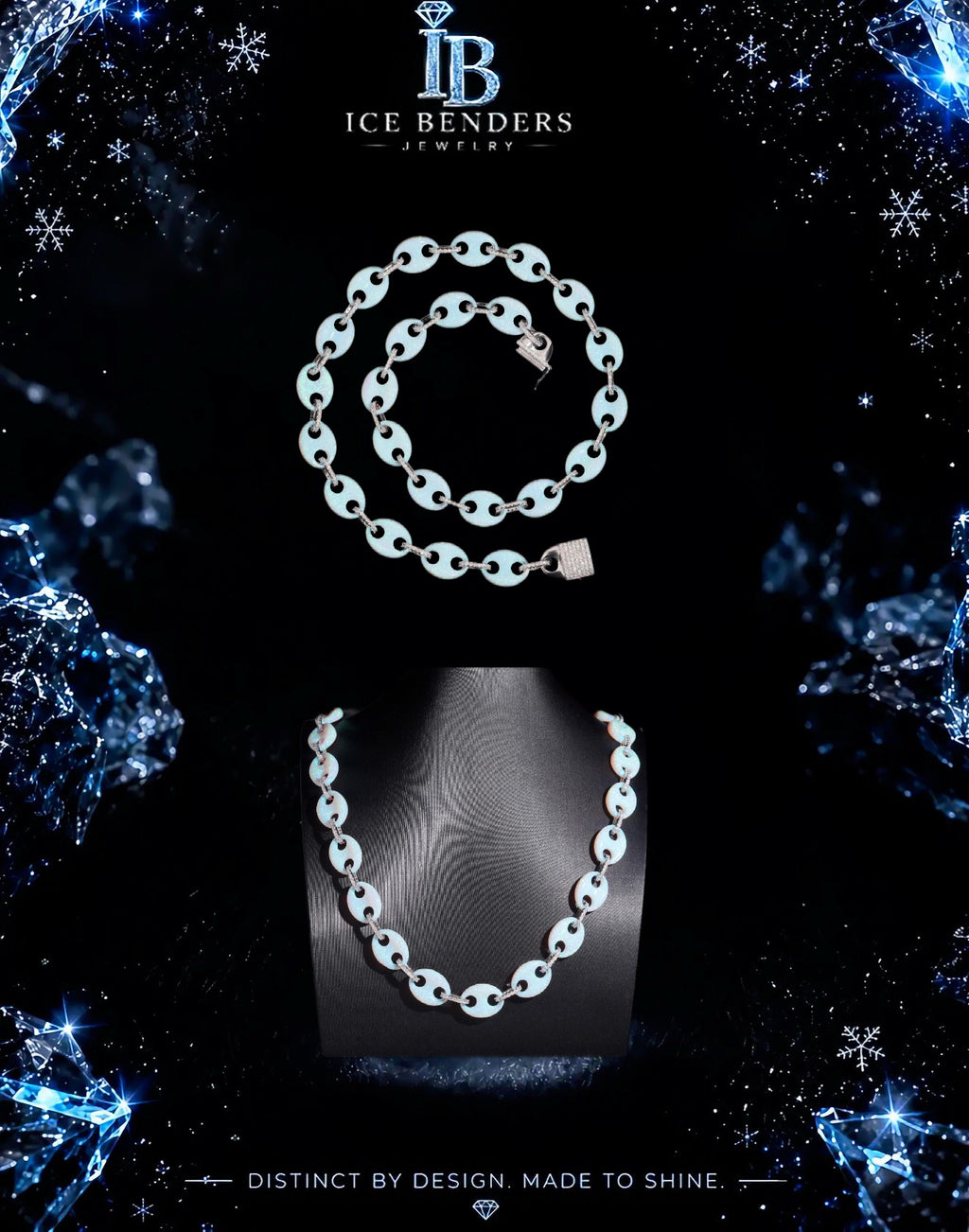 15mm Iced Out White Gold Plated Moissanite Mariner Opal Link Chain Necklace