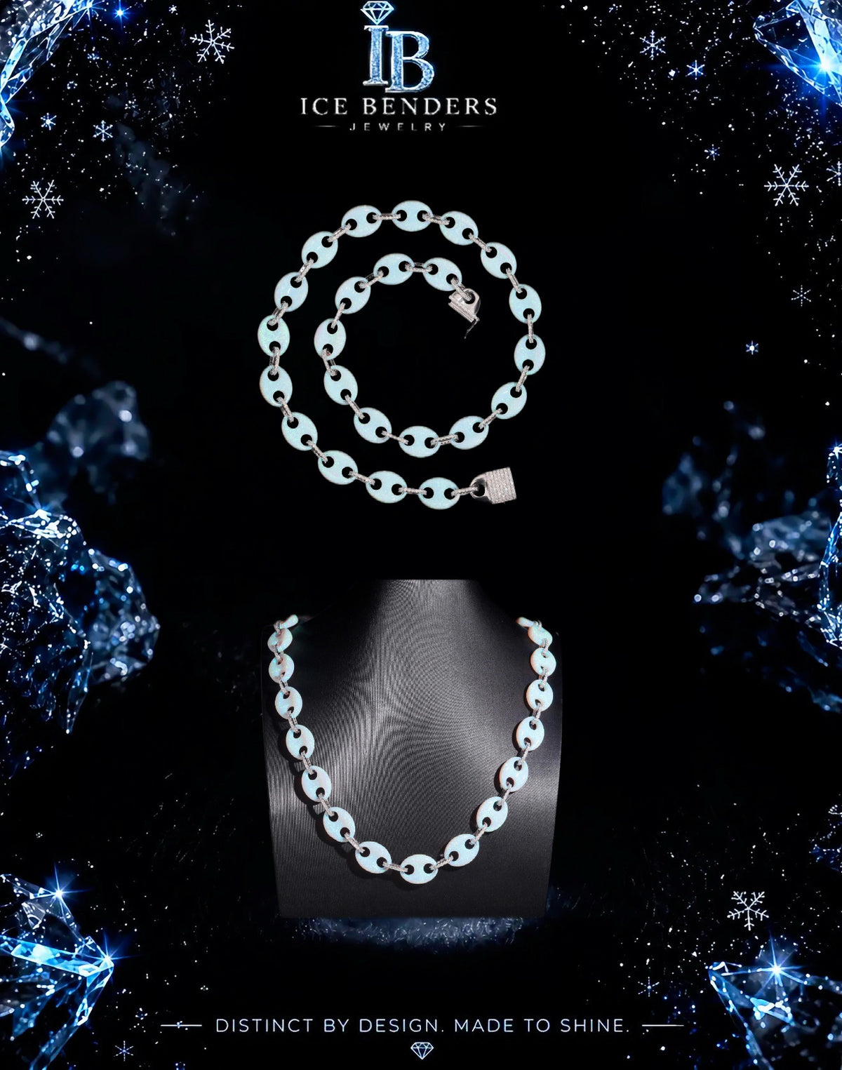 15mm Iced Out White Gold Plated Moissanite Mariner Opal Link Chain Necklace