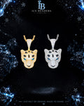 Iced Out Leopard Head Blue Gemstone Eye Moissanite Pendant
