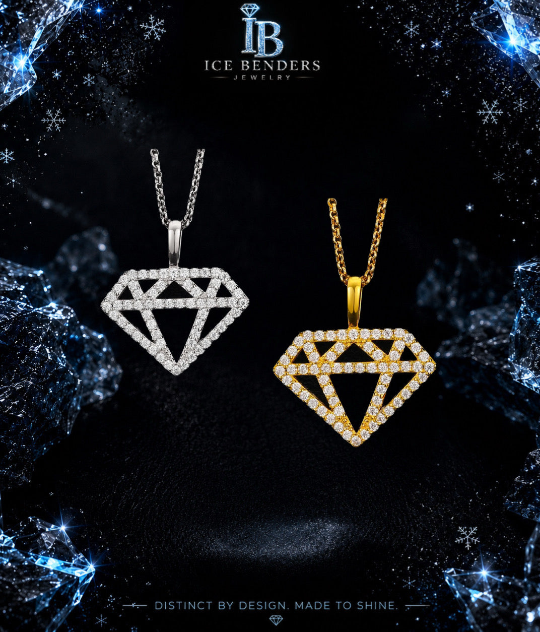 Iced Out Diamond Shape Moissanite Pendant