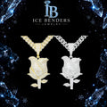 Large Iced Out Baguette Rose Moissanite Pendant
