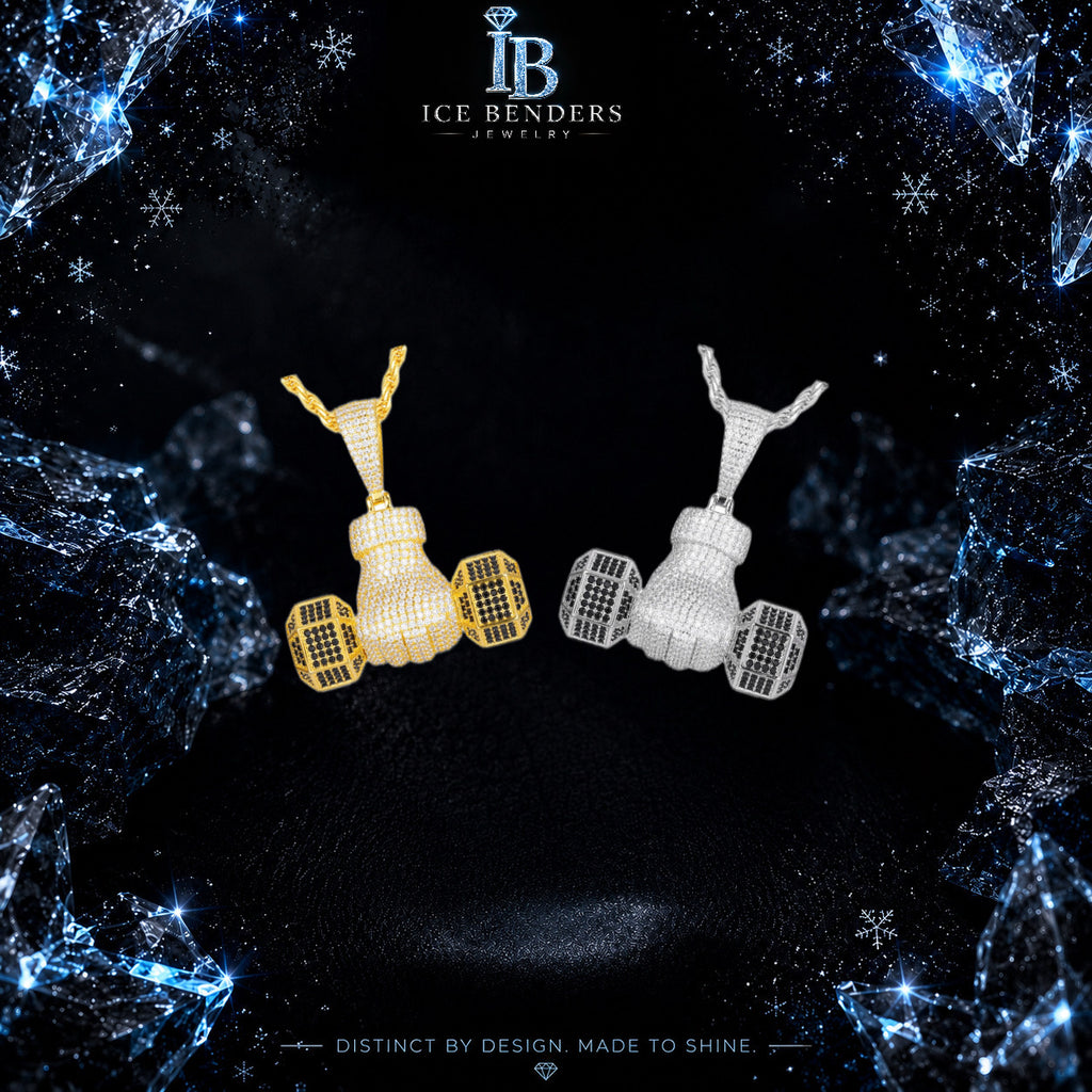 Iced Out Dumbbell Moissanite Pendant