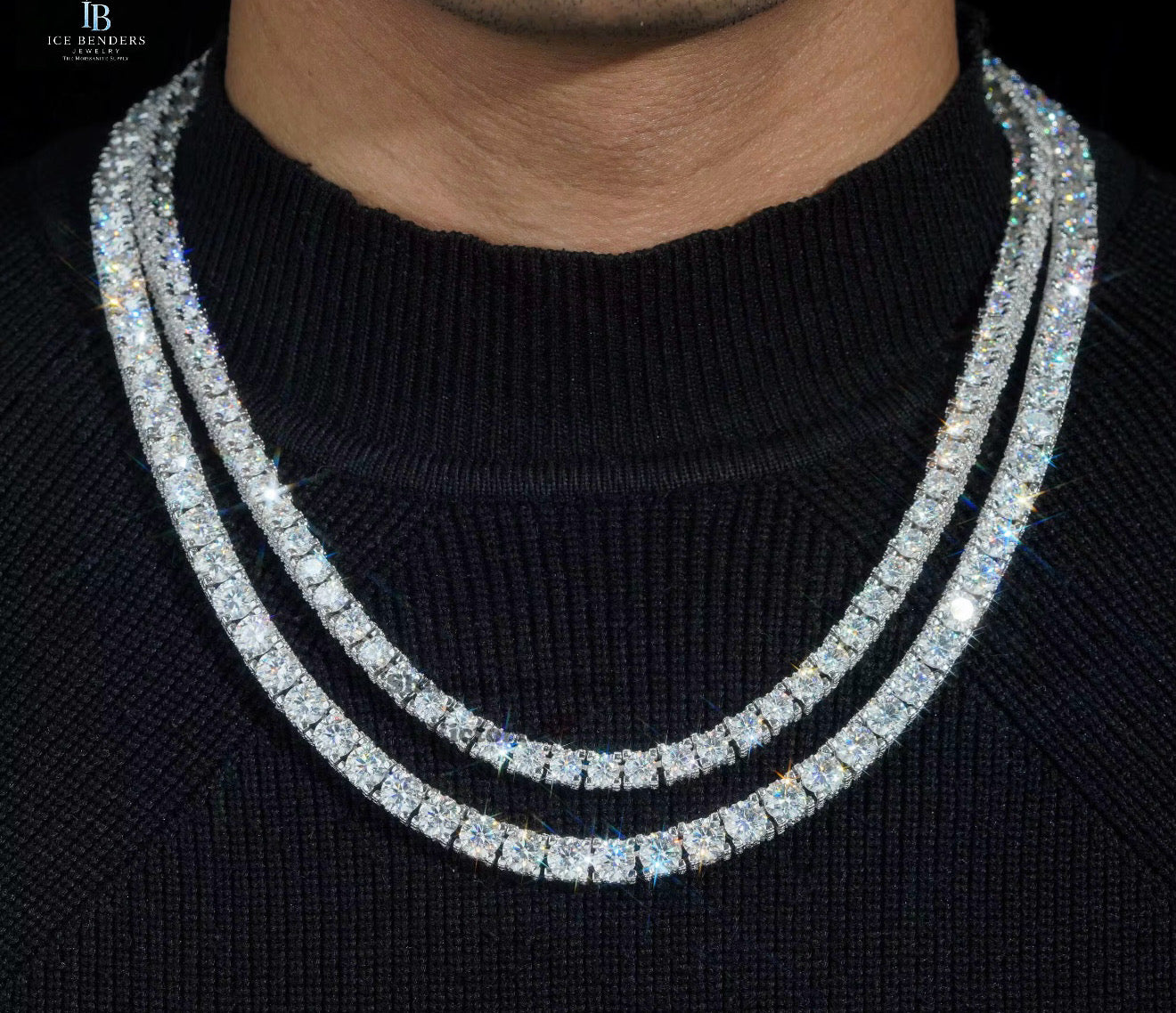 Side Iced 5mm/6.5mm Moissanite Tennis Chain Necklace