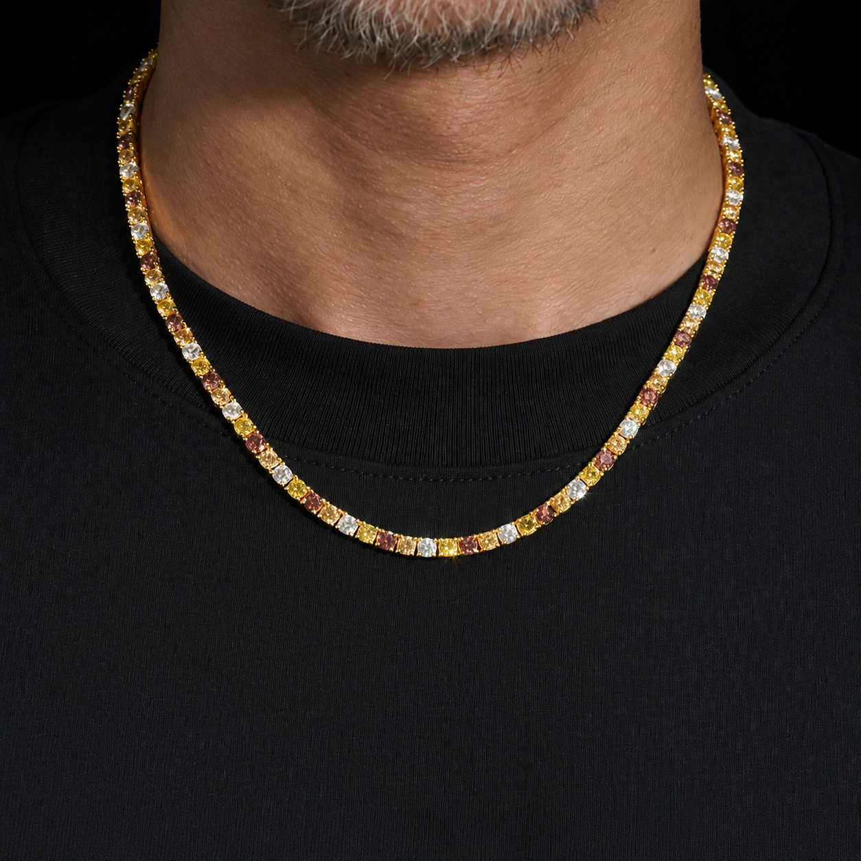 Champaign and Garnet Moissanite Tennis Chain Necklace/Bracelets 4mm