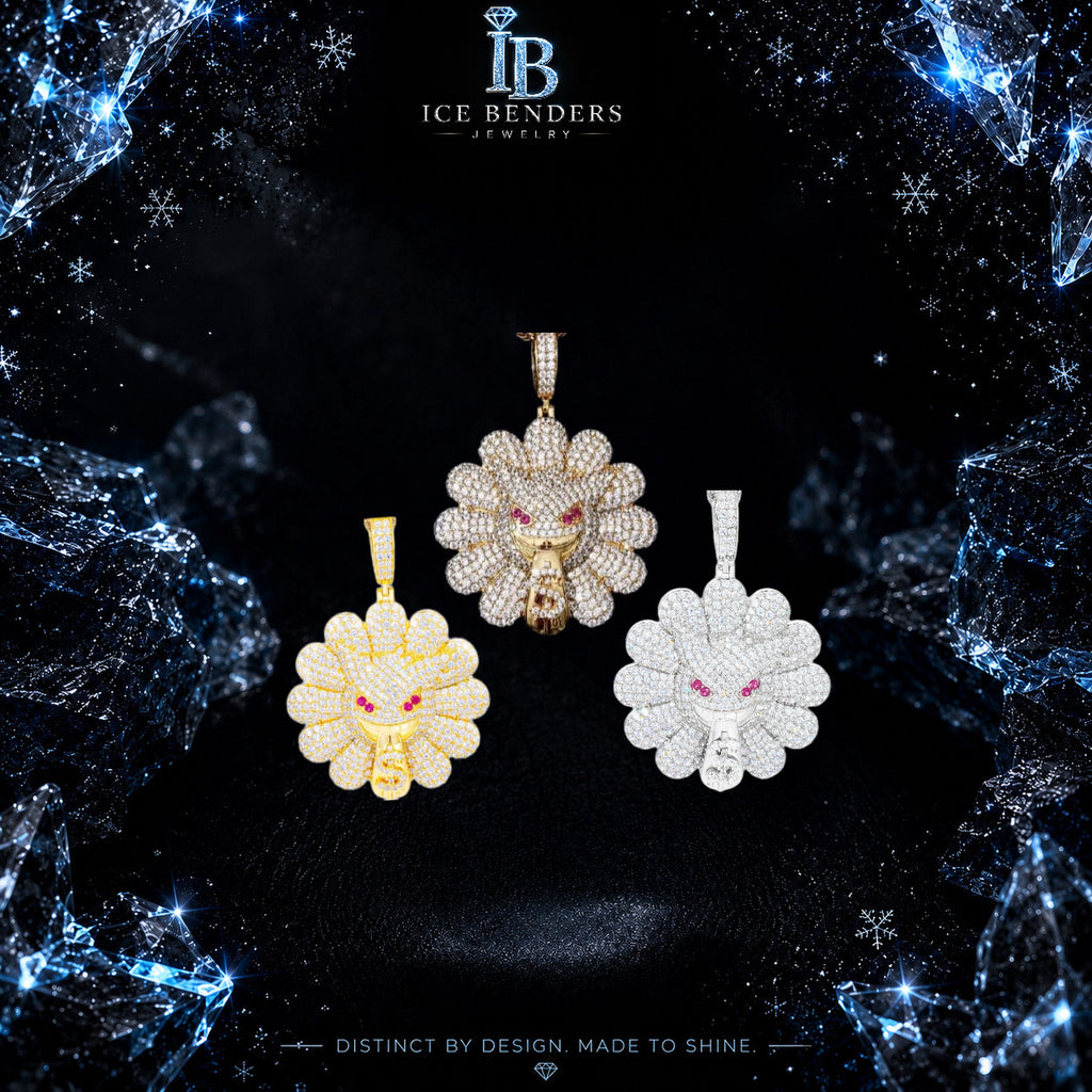 Iced Out Devil Sunflower Moissanite Pendant