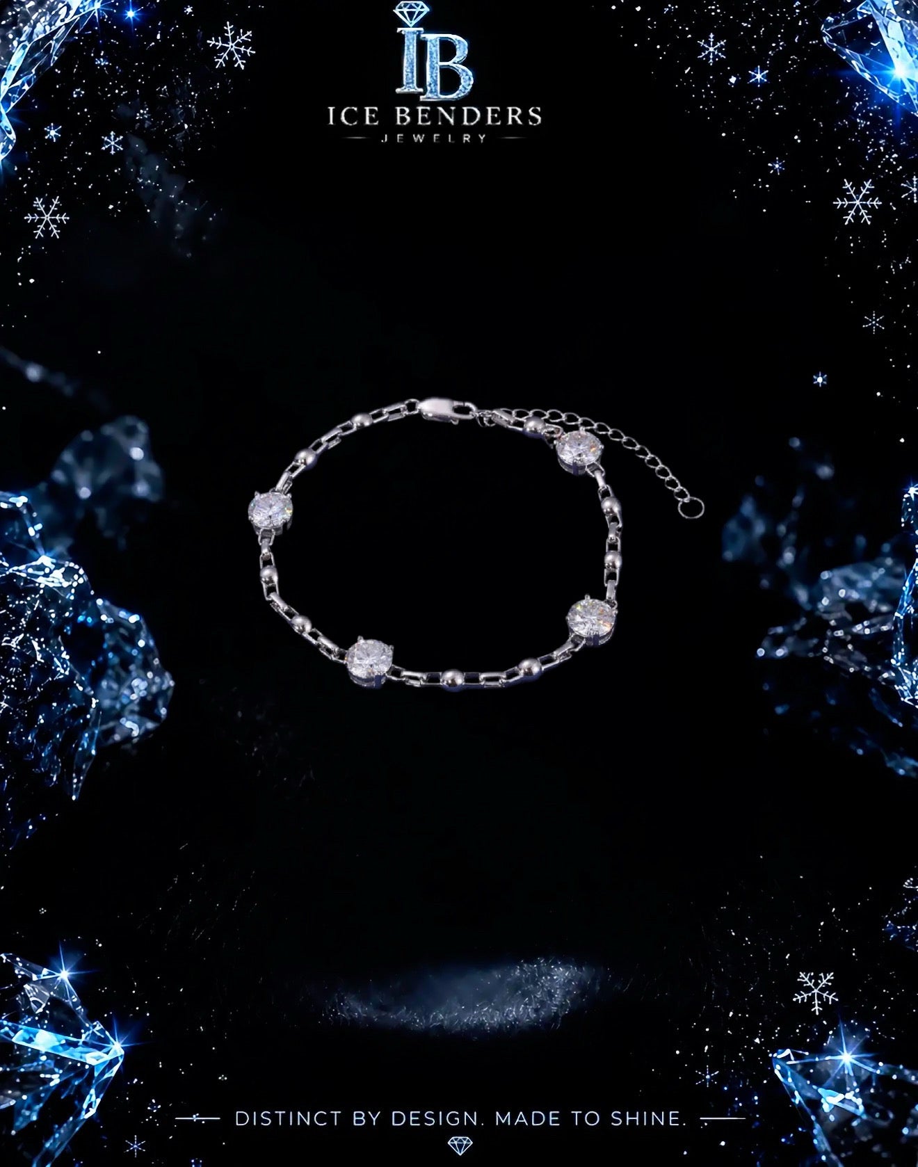 Iced Out Moissanite Round Cut Bead Link Chain Bracelet