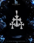 Iced Out Triple “CH” Style Moissanite Cross Pendant
