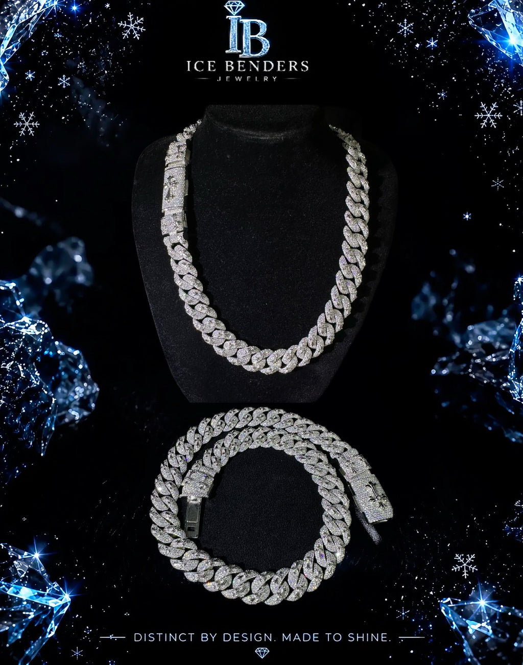 Men's 18mm “CH Cross” Round Brilliant Cut Moissanite Cuban Link Chain/Bracelet