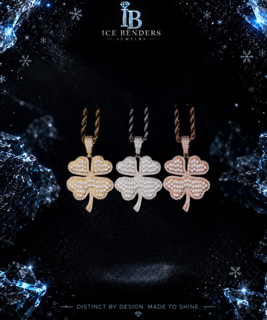 Lucky Clover Iced Out Moissnite Pendant