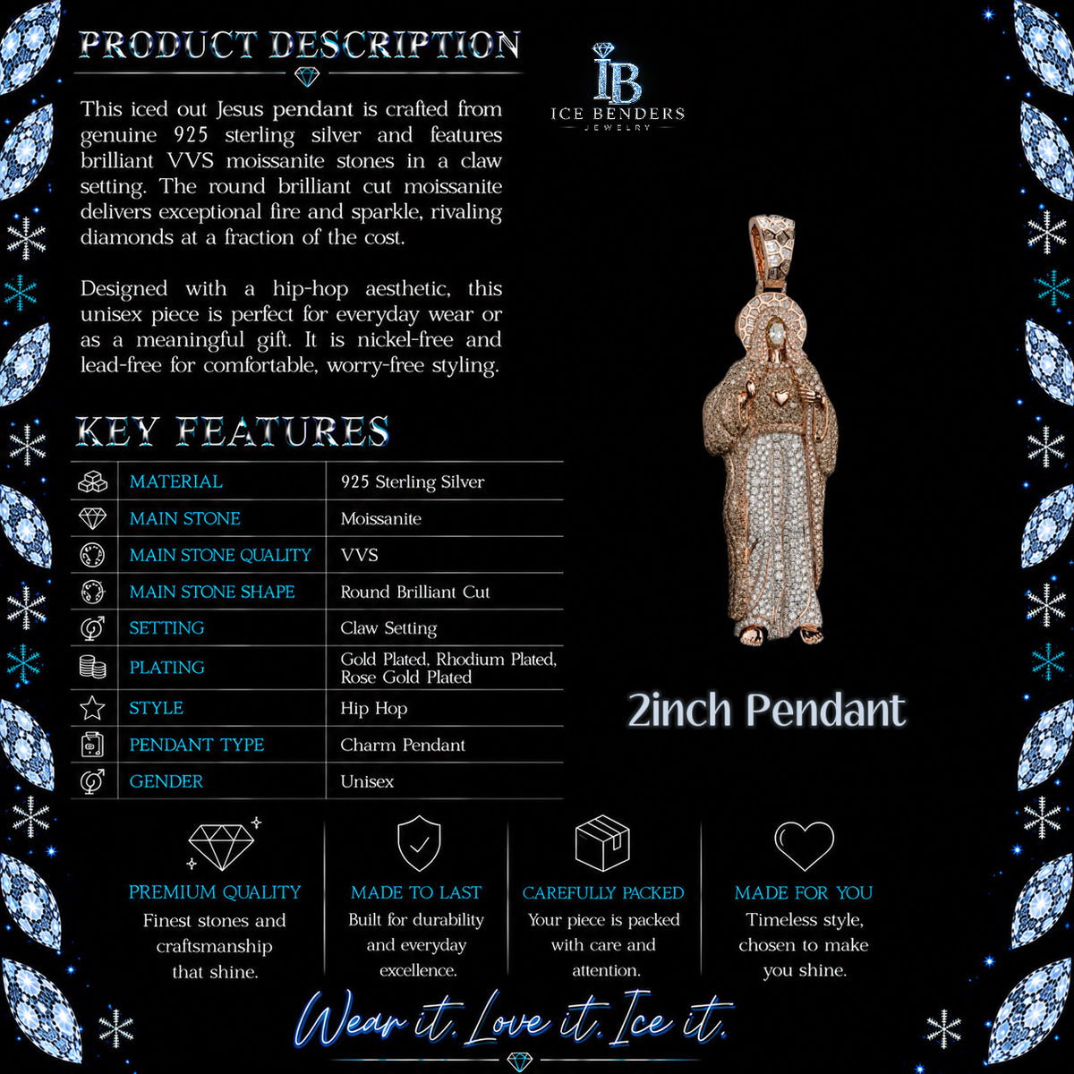 Iced Out Two Tone Full Jesus Moissanite Pendant