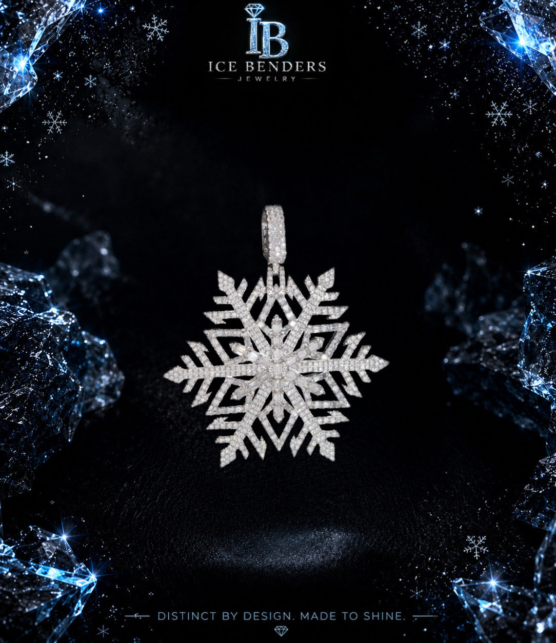 Iced Out Snowflake Moissanite Pendant