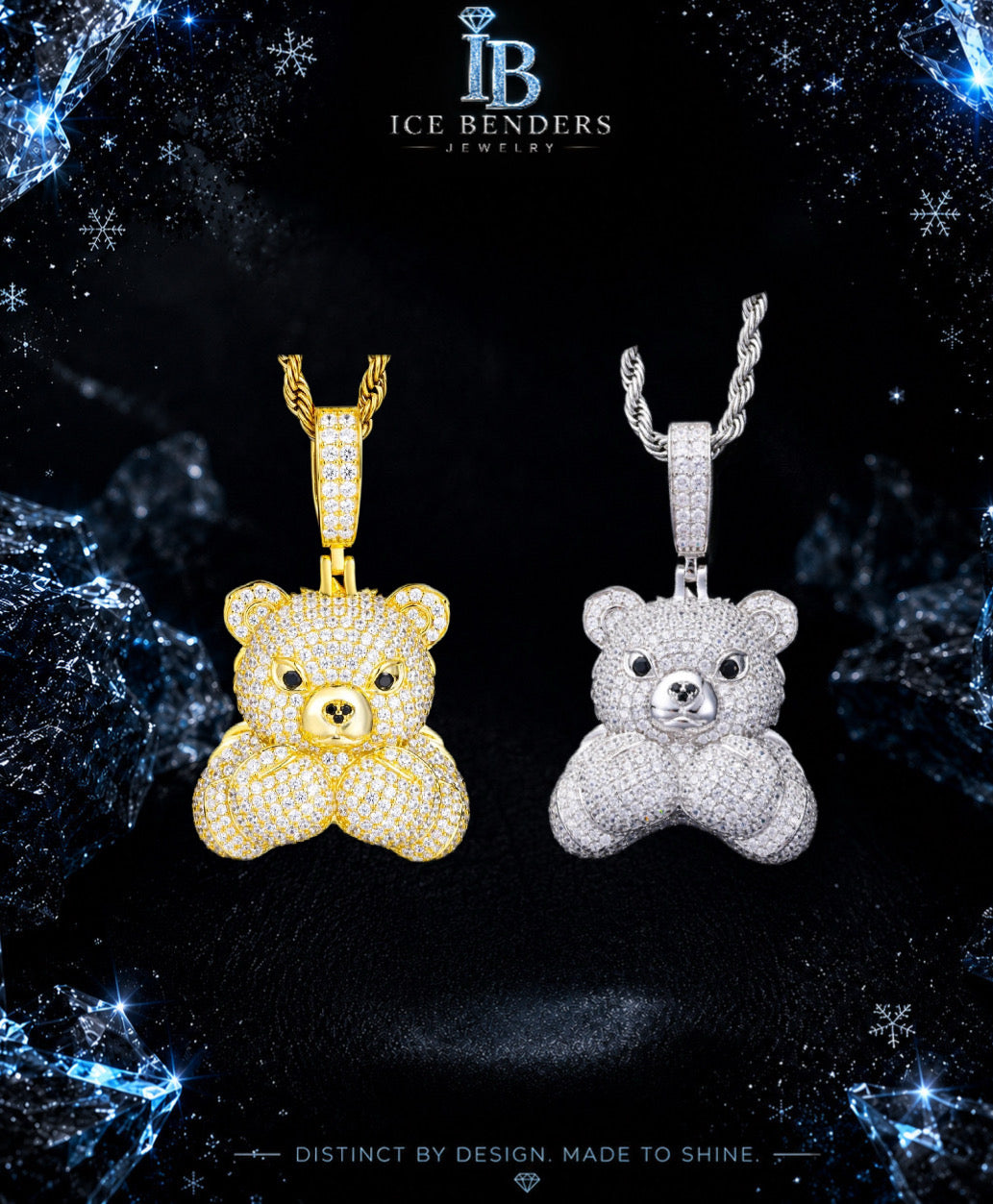 Iced Out Boxing Teddy Bear Moissanite Pendant