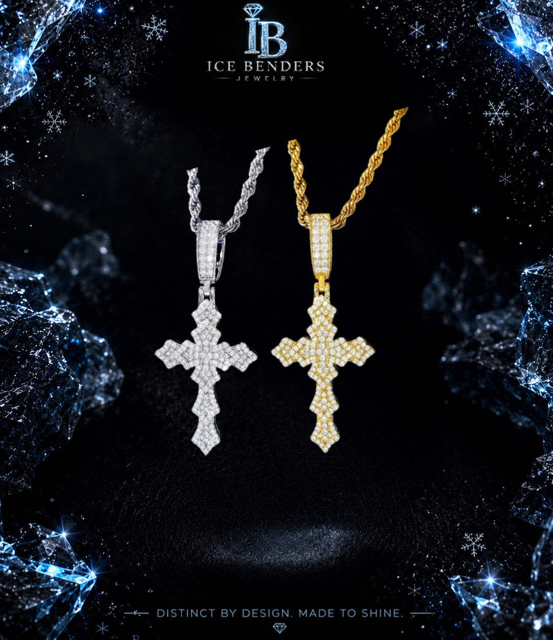 Iced Out Layered Lily Cross Moissanite Pendat