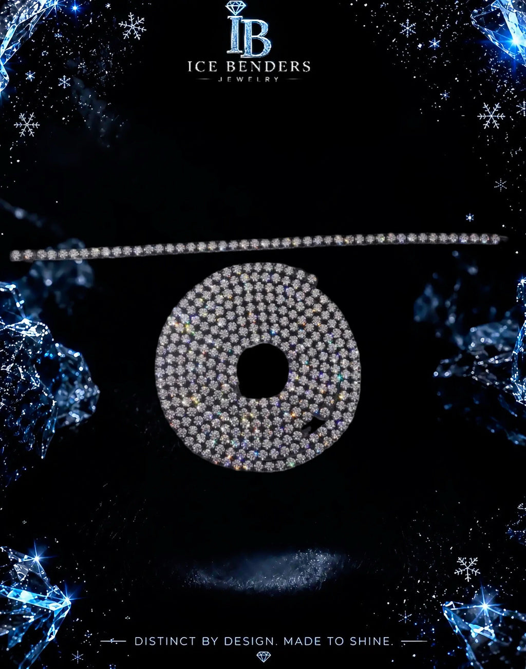 Black Steel Rhodium Plated Moissanite Round Brilliant Cut Tennis Chain Necklace & Bracelet 5mm