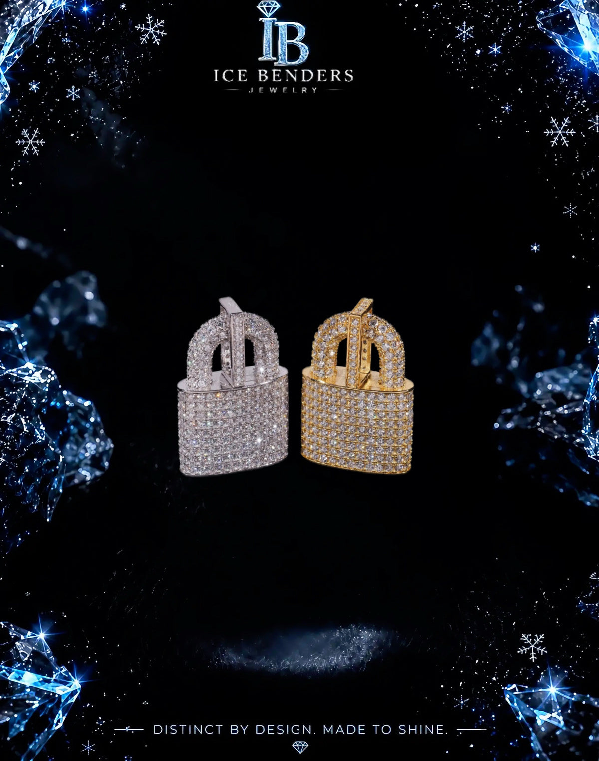 Lock Style Iced Out Moissanite Pendant