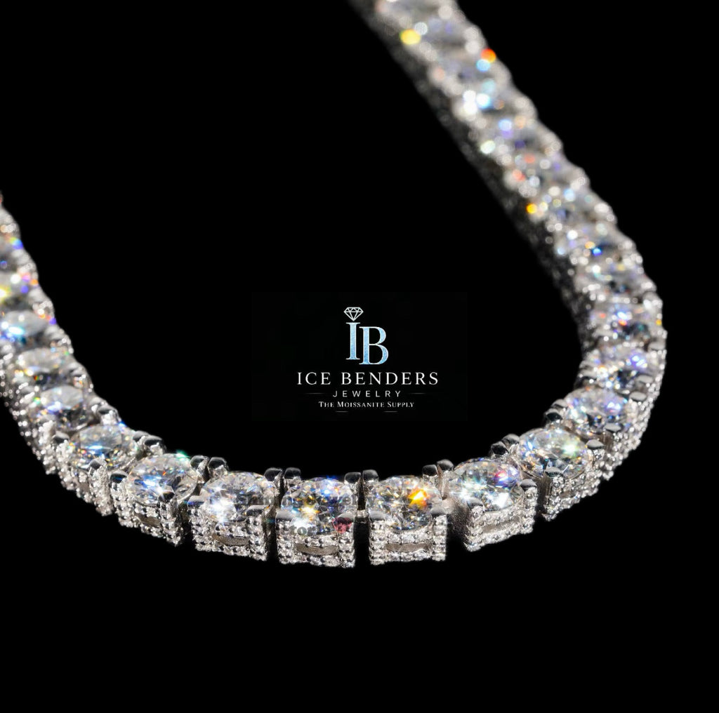 Side Iced 5mm/6.5mm Moissanite Tennis Chain Necklace