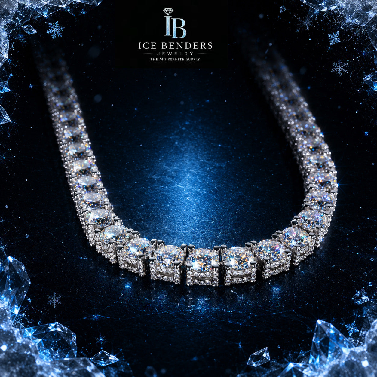 Side Iced 5mm/6.5mm Moissanite Tennis Chain Necklace