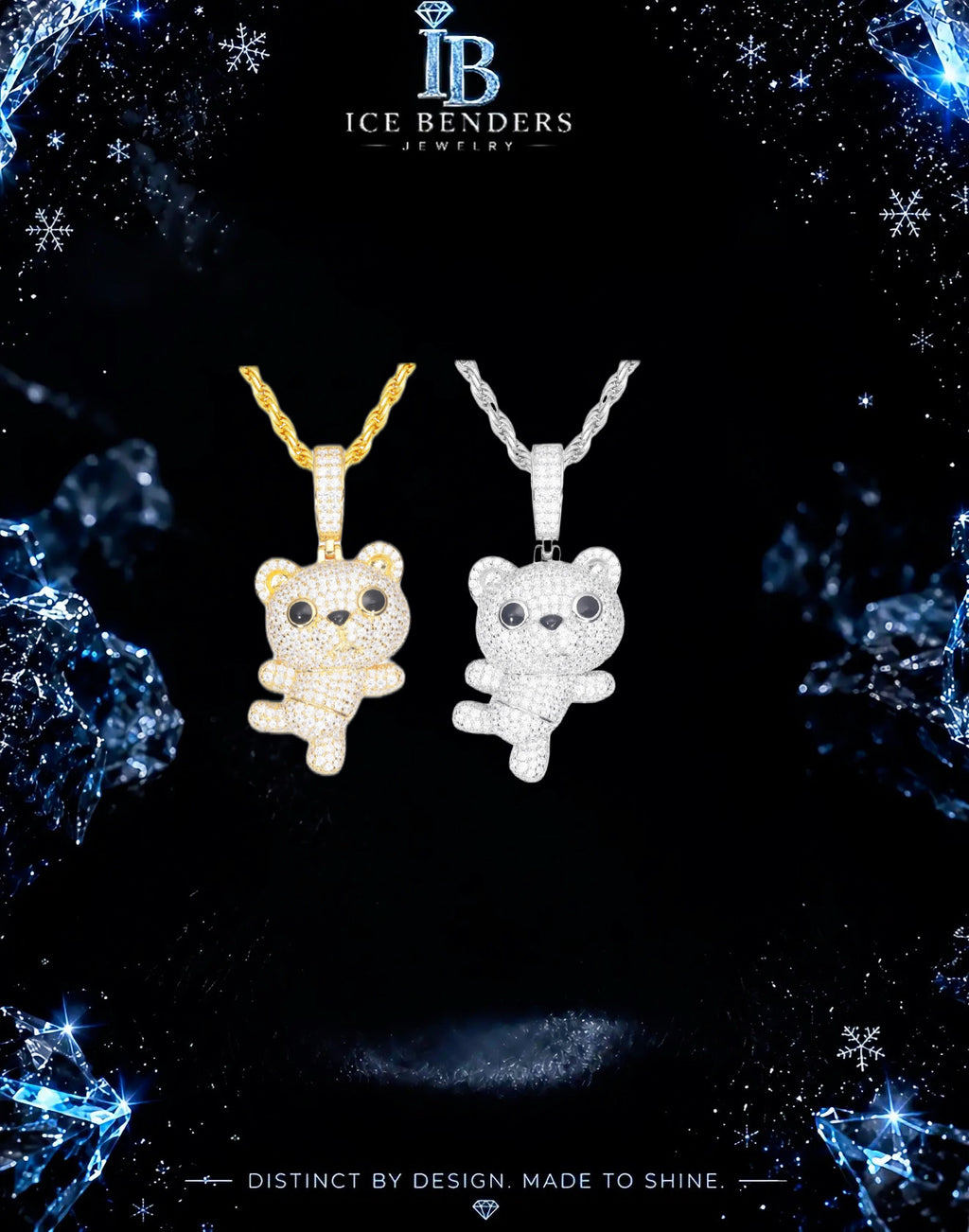 Dancing Lil Bear Iced Out Moissanite Pendant