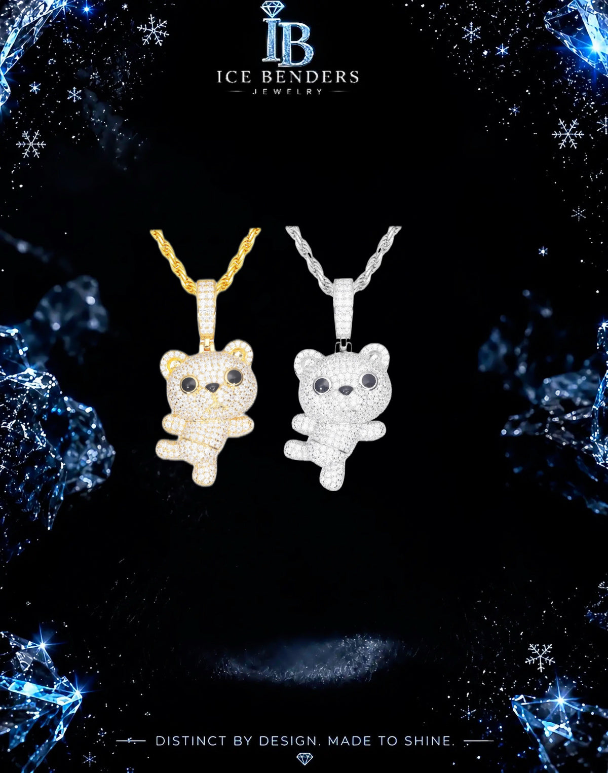 Dancing Lil Bear Iced Out Moissanite Pendant