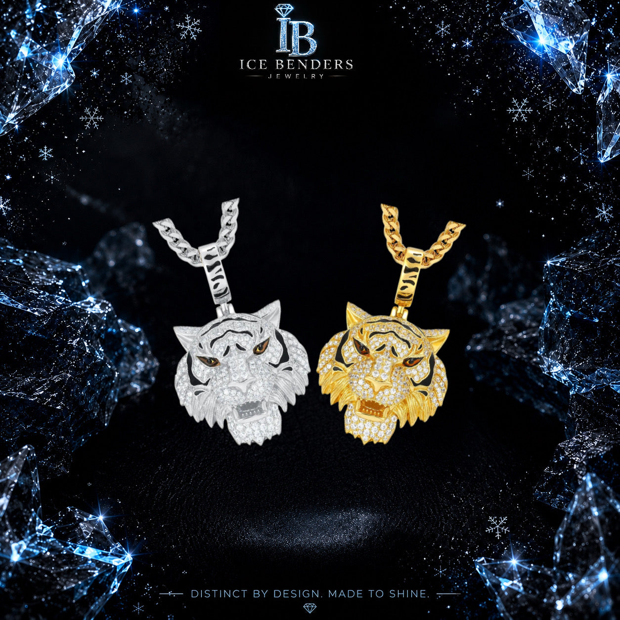 Iced Out 3d Tiger Head Moissanite Pendant