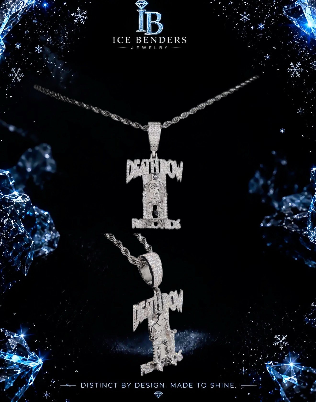 Iced Out Moissanite Deathrow Pendant