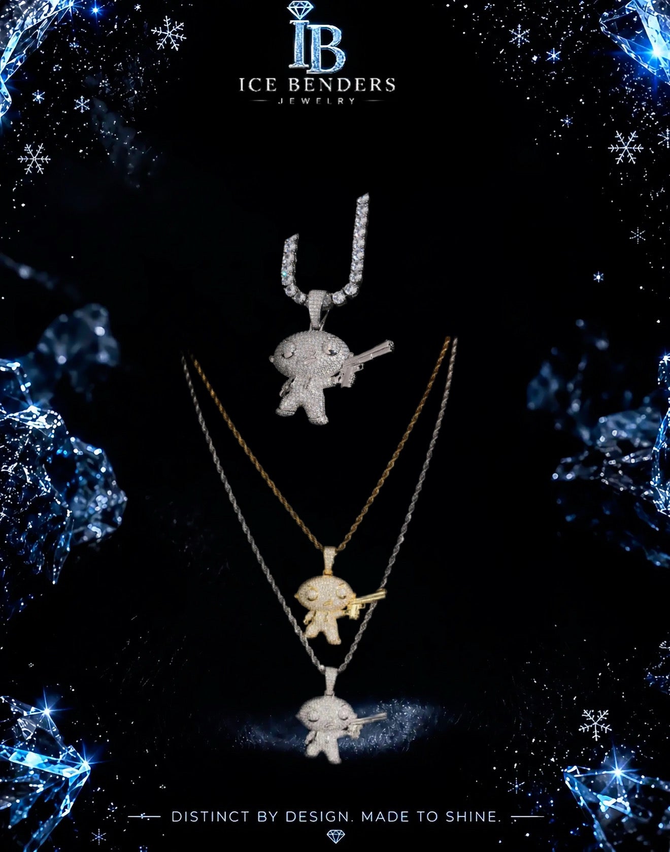 Iced Out Stewey Moissanite Pendant