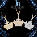 Iced Out Triple Cross Crown Moissanite Pendant