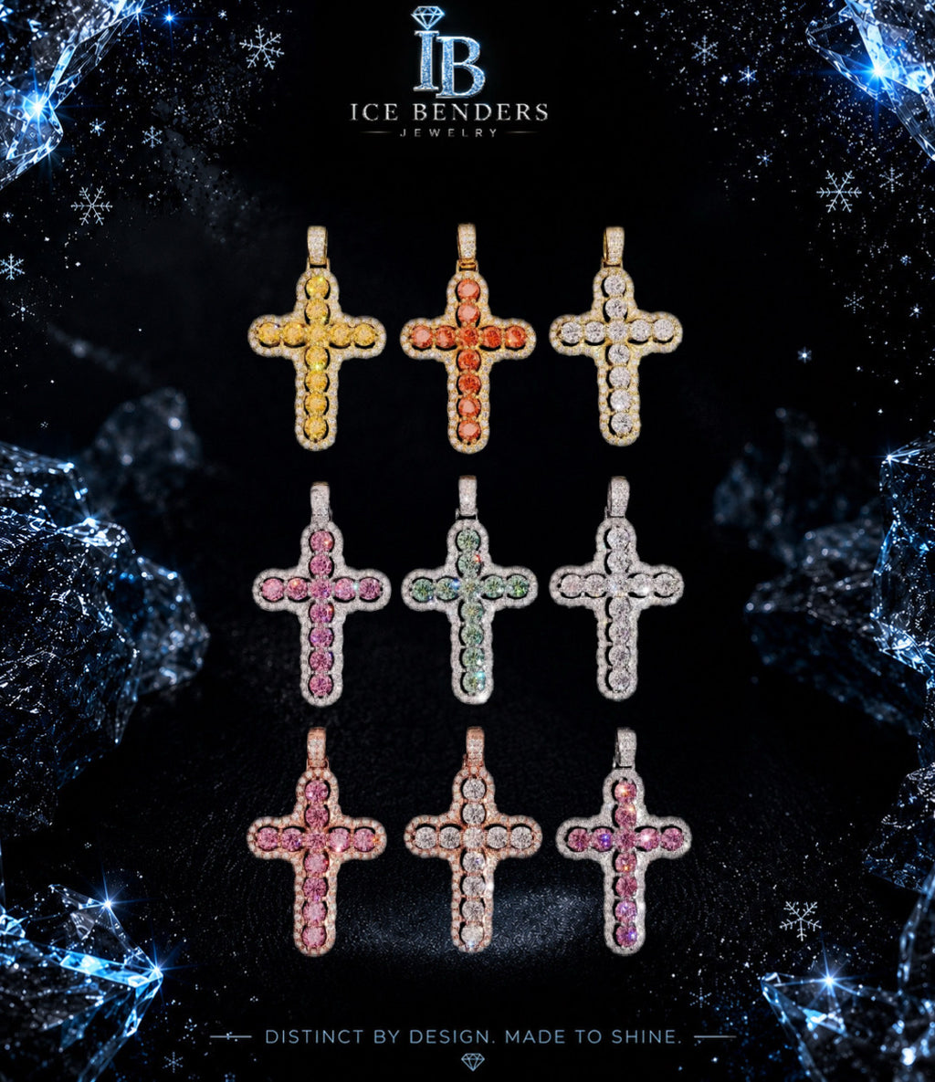 Colored Floating Moissanite Cross Pendants
