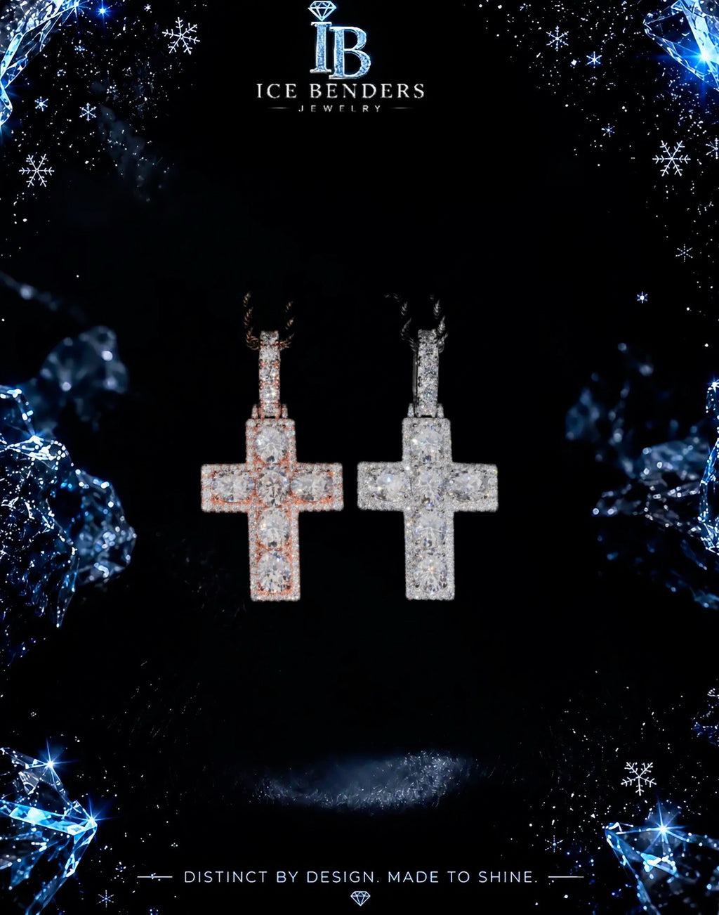 Pear Cut Iced Out Moissanite Cross Pendant