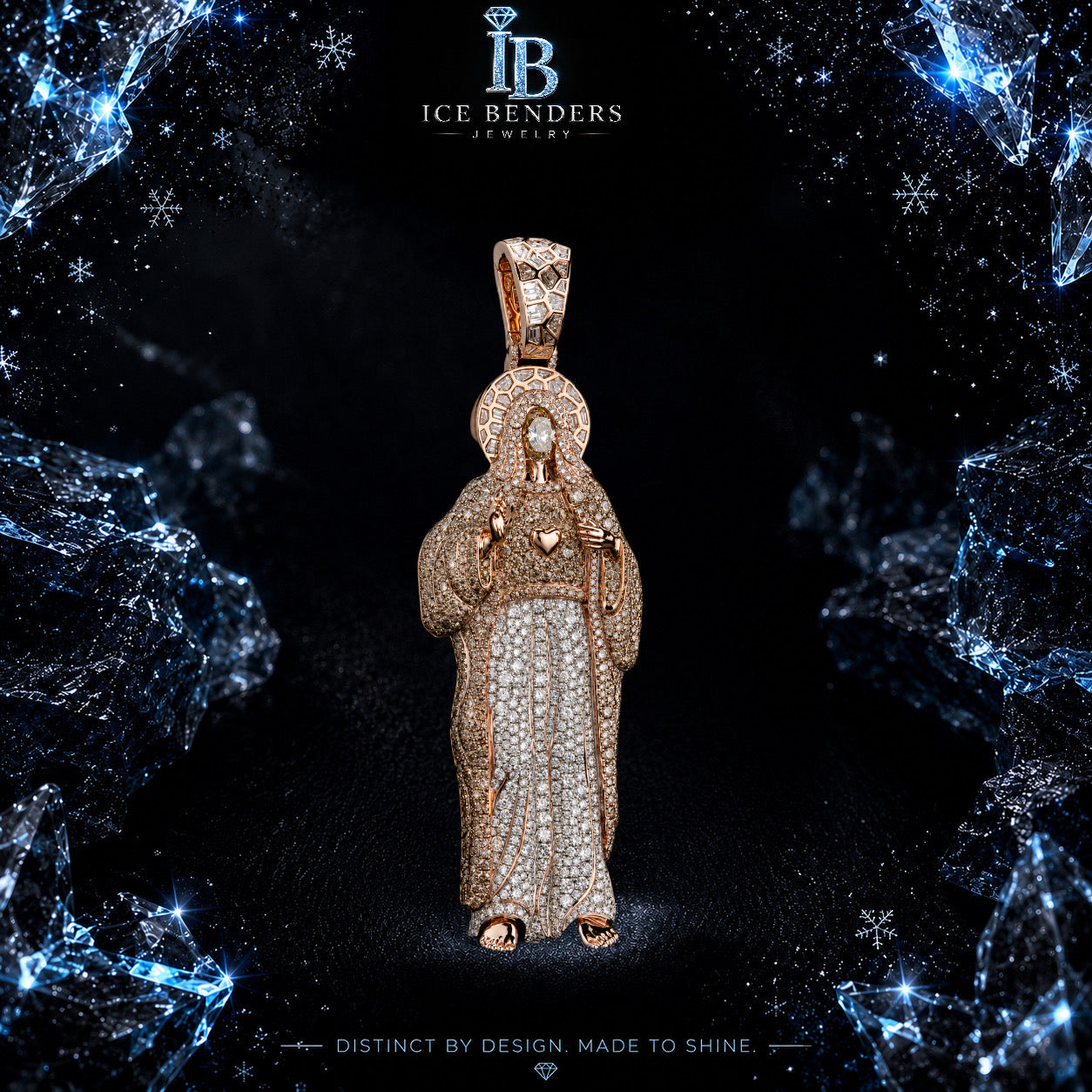 Iced Out Two Tone Full Jesus Moissanite Pendant