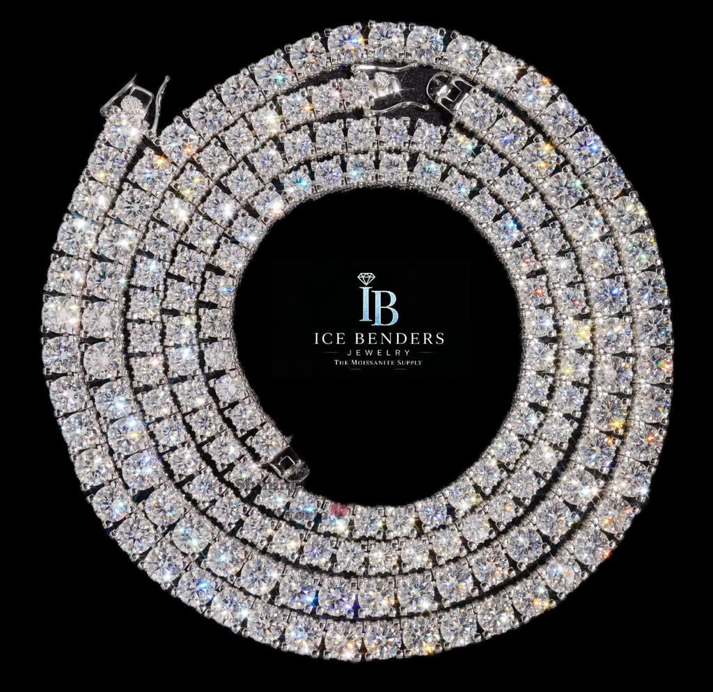 Side Iced 5mm/6.5mm Moissanite Tennis Chain Necklace