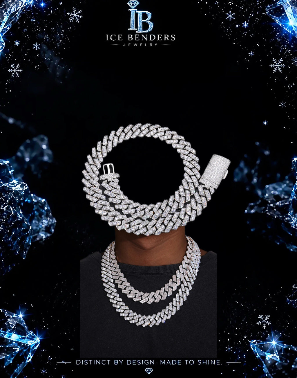 20mm Round Cut Moissanite Cuban Link Chain Necklace