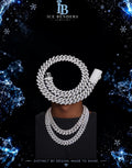 20mm Round Cut Moissanite Cuban Link Chain Necklace