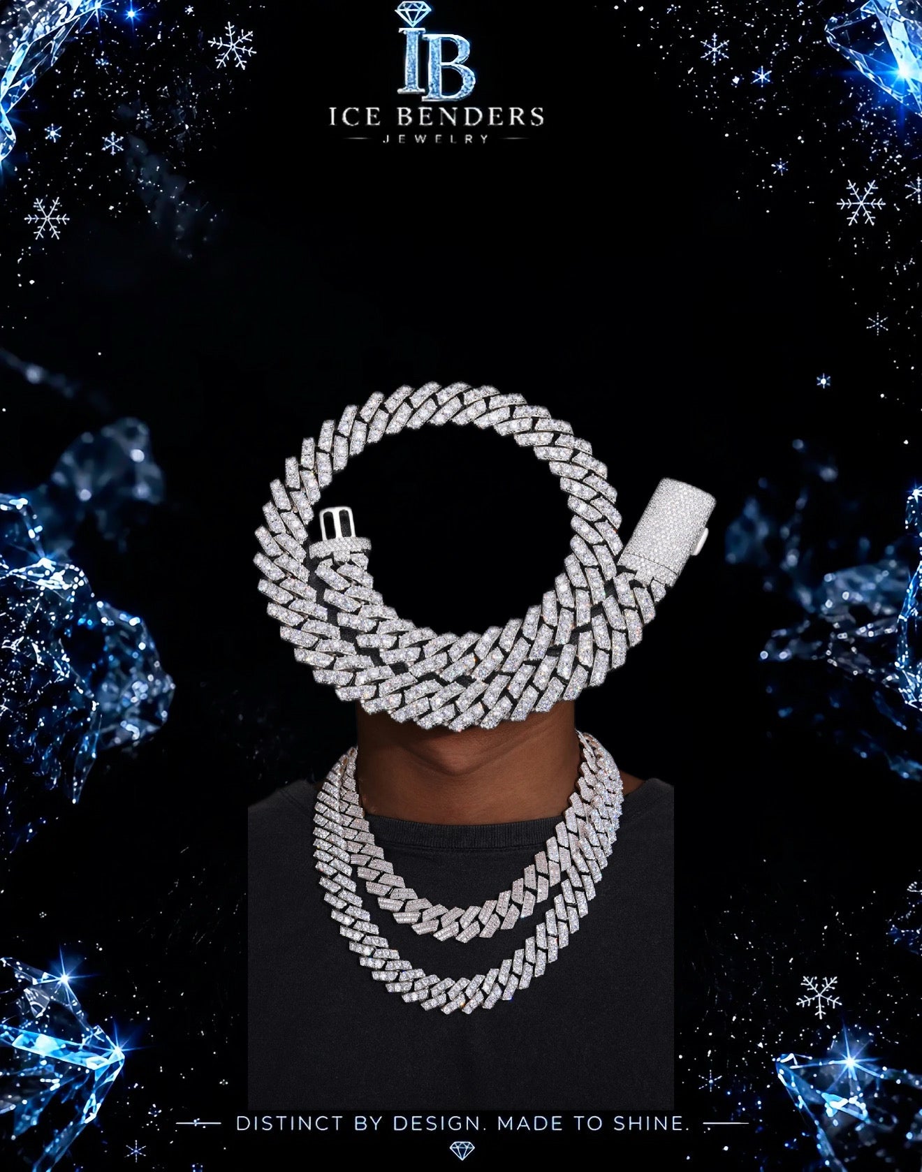 20mm Round Cut Moissanite Cuban Link Chain Necklace