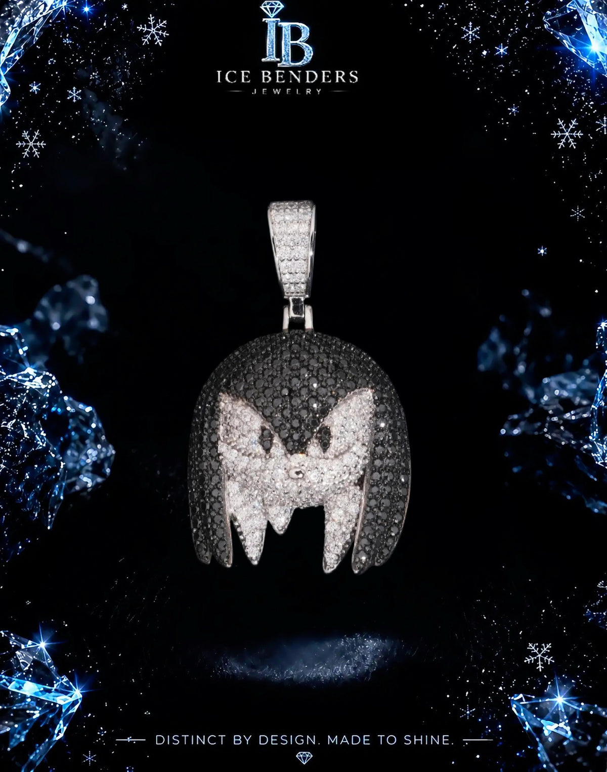 Iced Out Black/White "Knuckles" Moissanite Pendant